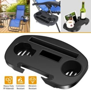 Zero Gravity Chair Cup Holder Clip On Side Tray W Beverage Can Mobile Devices Slots