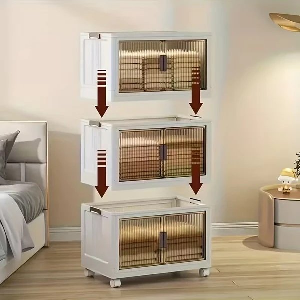 Foldable Storage Cabinet-Dark -3 Layer, 2 Colors - Image 3