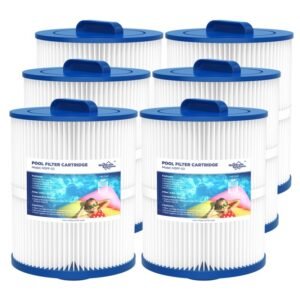 6 Pack PAS50SV-F2M Hot Tub Spa Filter Cartridge, Compatible With Unicel 6CH-502, Filbur FC-0311, Master Deluxe M60506, Magnum AR50, Baleen AK-90161, Excel Filters XLS-604 Artesian Spas Filter