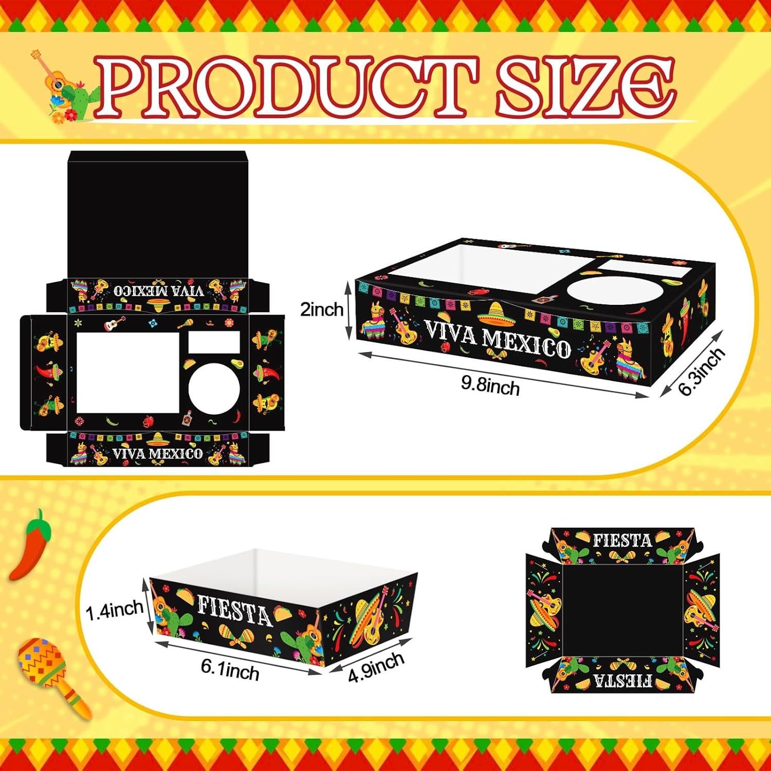 36Pcs Fiesta Movie Night Snack Trays Candy Popcorn French Fries Snack Trays Mexican Party Plates For Snacks Tray Cinco De Mayo Party Supplies Clearance - Image 5