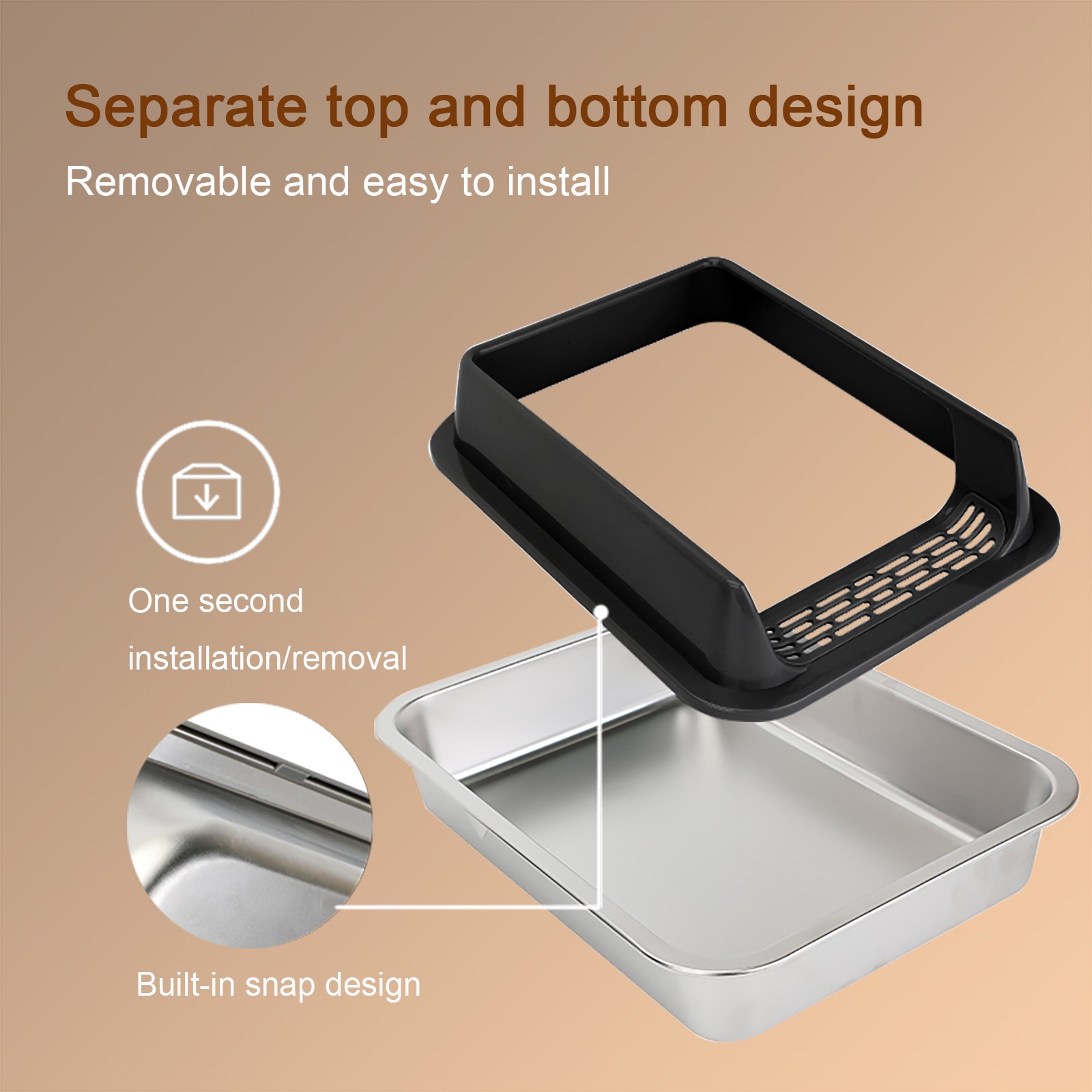 Oversized Stainless Steel Litter Box, Semi-enclosed Splash-proof And Leak-proof Design, Removable Lid, Suitable For Big Cats, And More - Image 7