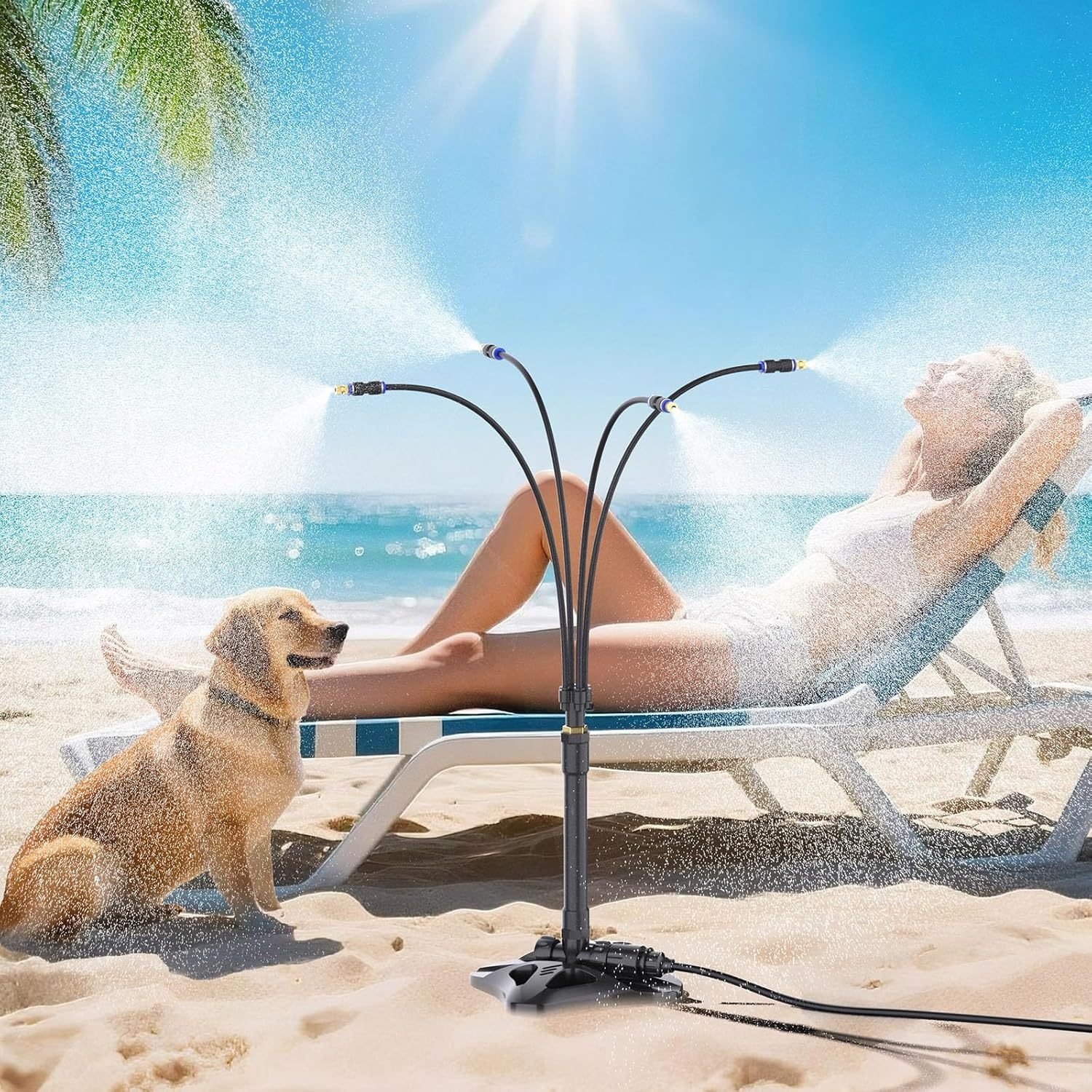 Outdoor Misting Cooling System Standing Patio Misting System, 8M Portable Mister System For Outdoor Garden BBQ Party Tanning Pool Beach Cooling Water Playing - Image 3