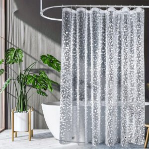 3D Pebble Pattern Shower Curtain In PEVA Durable Material, 71x71 Inches With Strong Magnets, Suitable For Shower Cabins And Bathtubs