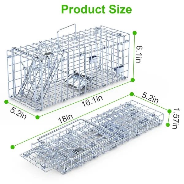 2Pcs Foldable Rat Trap Cage Humane Live Rodent Trap Cage Galvanized - Image 4