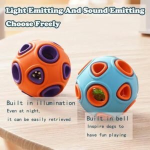 Dog Rubber Ball With Bell Sound, 2-Pack, Interactive Pet Chew Toy For Puppies And Small Dogs