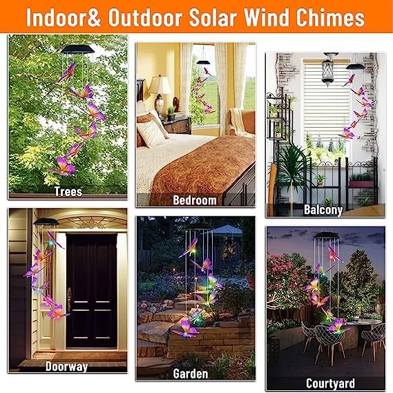 1PC Solar Butterfly Wind Chimes Light, Outdoor Purple Butterfly Wind Chimes, Decorative Color Chang - Image 6