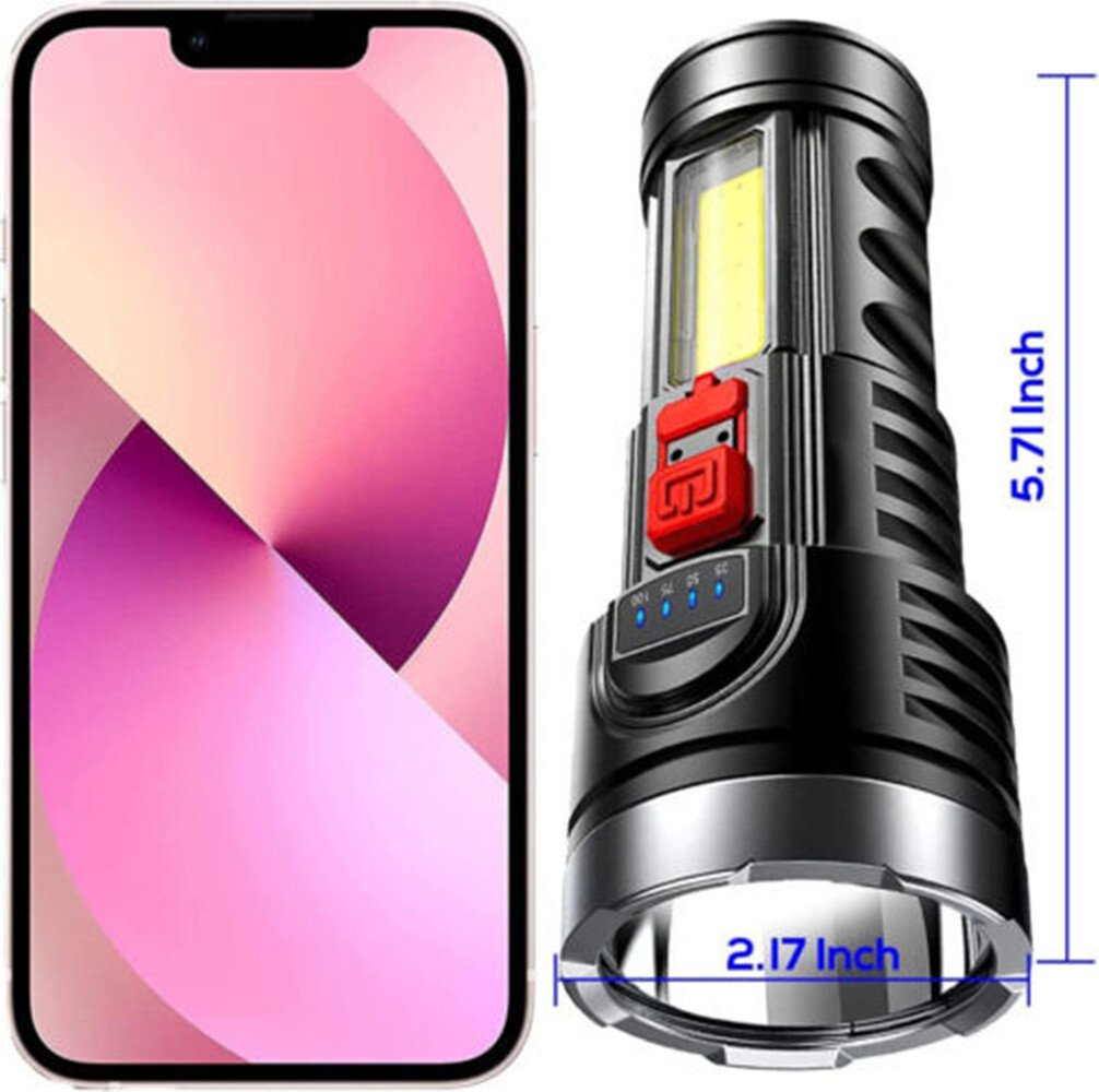 LED Flashlight Torch Rechargeable Work Light Built-in Battery - Image 2