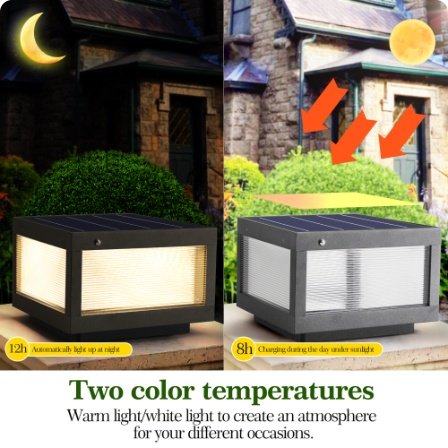 12 Black Solar Powered LED Post Cap Light, Modern Outdoor LED Fence Light For Pathways, Decks, And Patios 2-Pack - Image 6