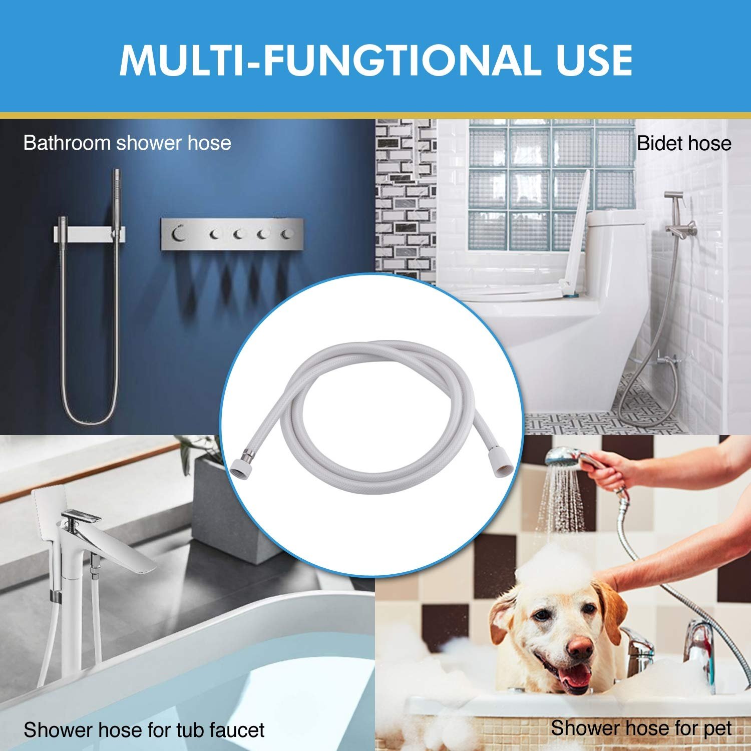 59 Inch Extra Long Smooth Handheld Shower Hose - Cannot Be Shipped On Weekends, Please Order With Caution - Image 6