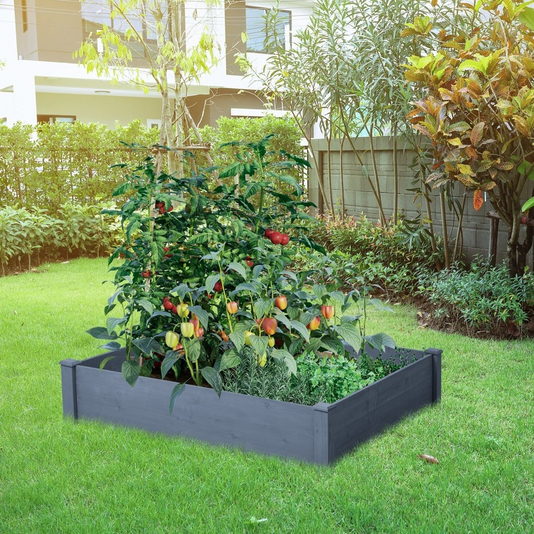 48x48x10 Inch Raised Planting Bed, Outdoor Floor Standing Wooden Planting Box, Tool-Free Assembly - Image 6