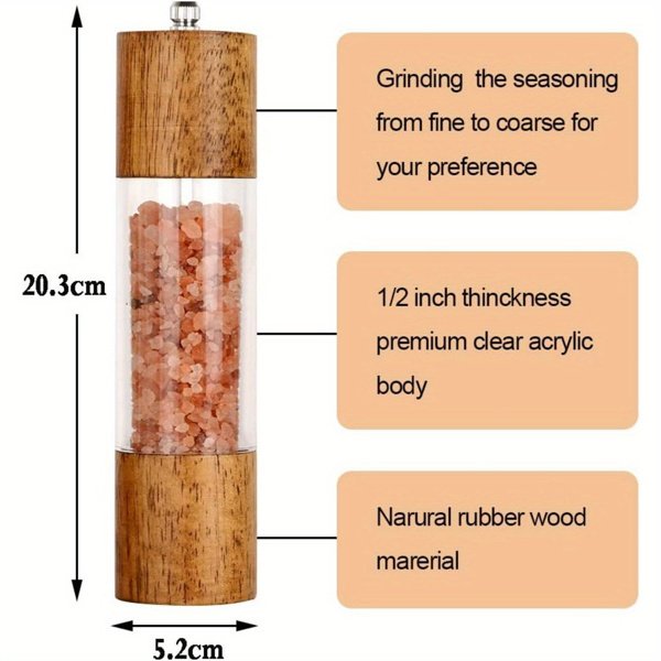 2 Pieces Of Advanced Acrylic Salt And Pepper Grinder Set, Prohibited From Sale On Walmart Platform - Image 3