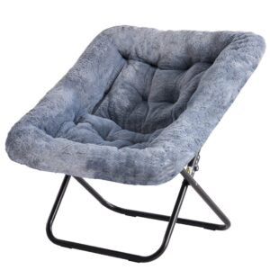 Comfy Chair For Adults, Soft Faux Fur Folding Lounge  Large Size Foldable