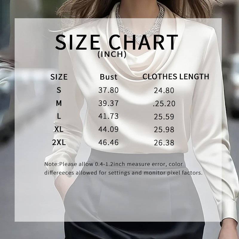 Elegant Satin Blouse - Women's Versatile Long Sleeve Shirt For All Seasons, Chic Solid Color Top - Image 4