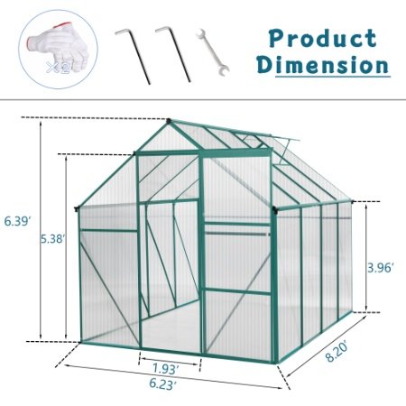 Green-6 X 8 FT Outdoor Patio Greenhouse - Image 5