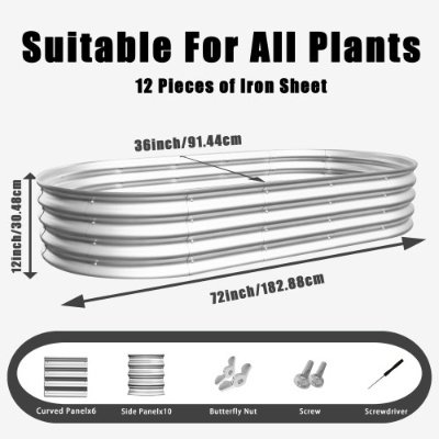 2Pcs 6x3x1ft Raised Garden Bed Kit, Galvanized Planter Raised Garden Beds For Outdoor For Vegetables,Flowers &Herbs, Heavy Duty, Rust-Resistant, Easy Assembly - Image 5