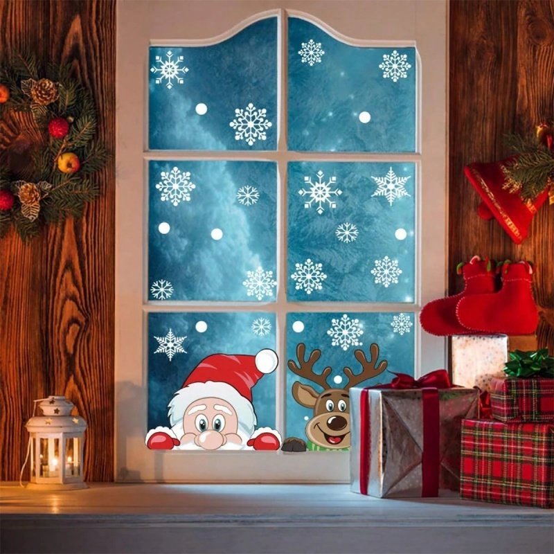 4 Sheets Of Christmas Window Clings For Glass,Santa Claus, Snowflake Wall Stickers, Static Clings, Xmas Window Decorations, Ornaments For New Year, Christmas Holiday Party Room Decorations - Image 9