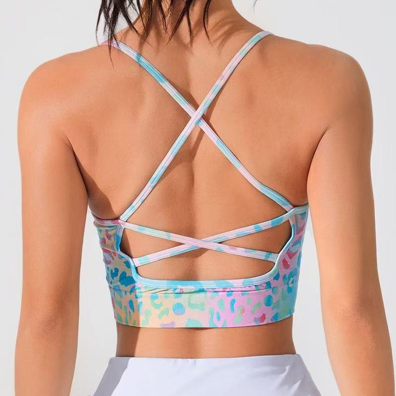 Women's Summer New Cross Thin-Strap Floral Print Daily Sports Bra - Image 2