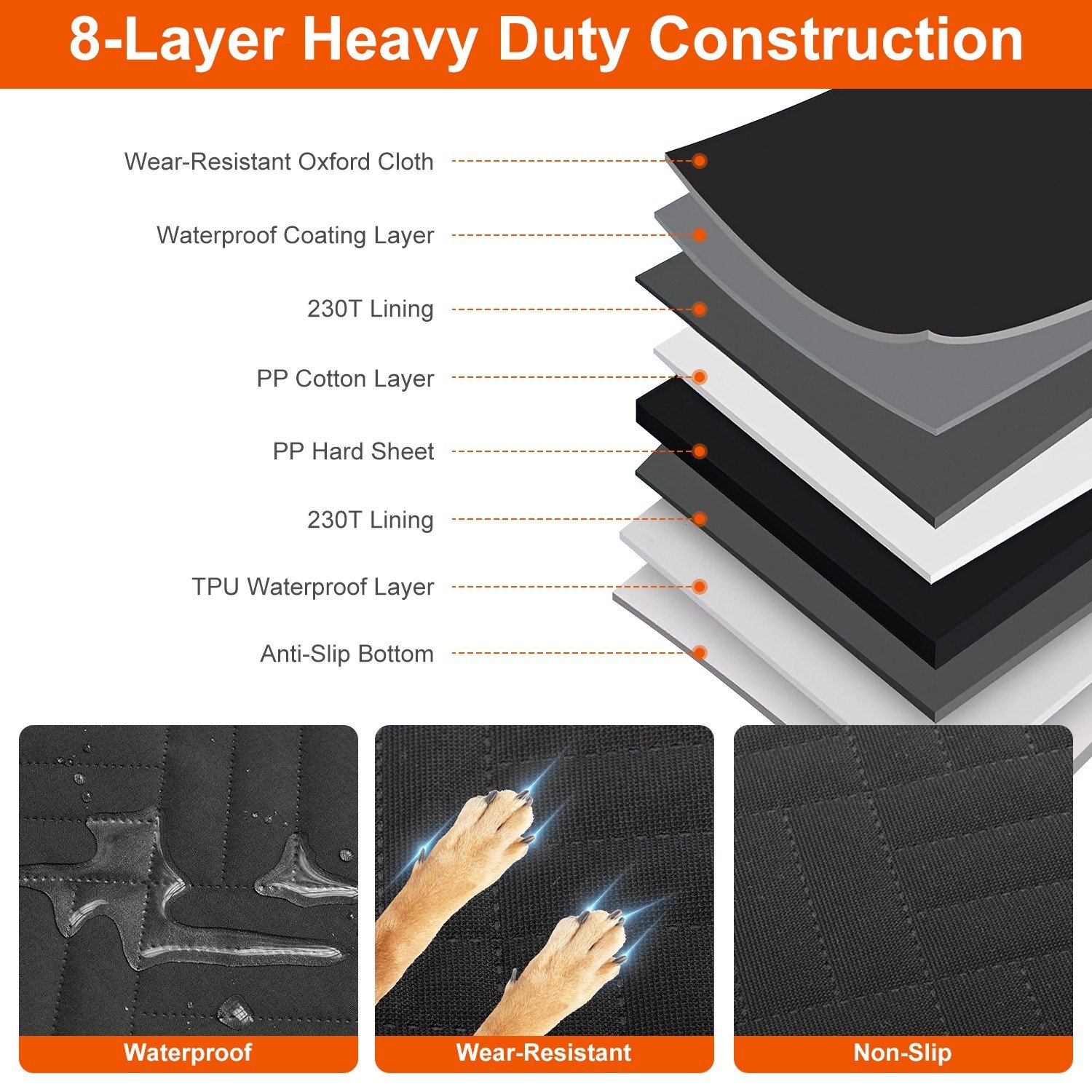 1Pc Dog Car Seat Cover For Back Seat Waterproof Oxford Cloth Seat Cover Hammock Non-Slip Scratchproof Back Seat Extender With Side Flap Mesh Window Storage Bag For Car SUV Truck - Image 7