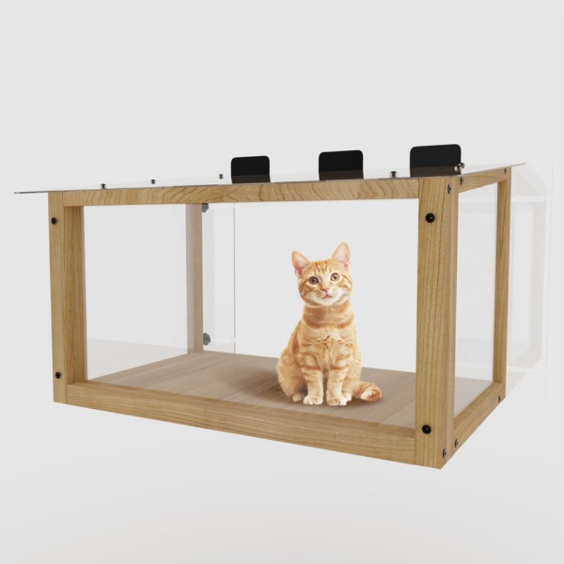Waterproof Window Cat Perch Catio, Wood Cat Window Box, Window Catio For Indoor Cats. Suitable Single Hanging Window With An Inner Diameter Of The Window Frame With A Net Opening Width Of 24-35 In - Image 3