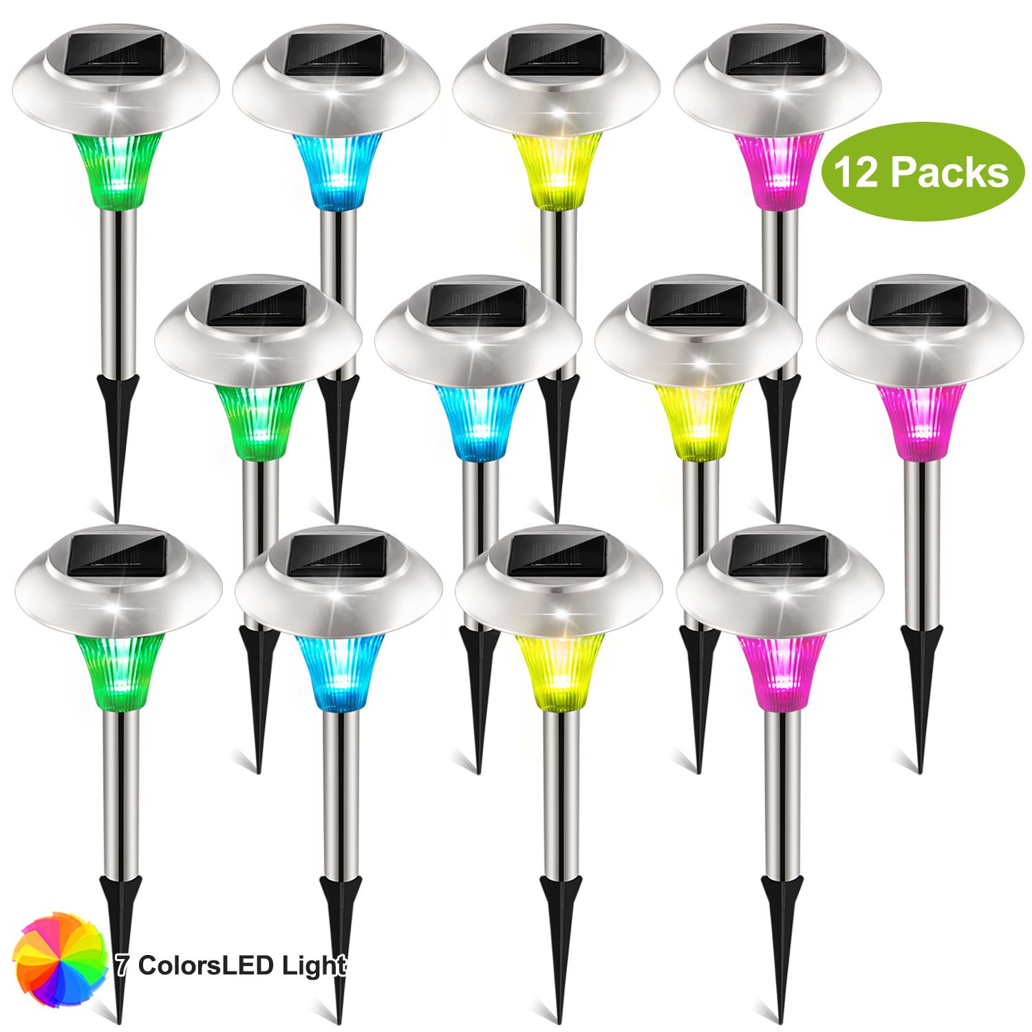 24Pcs 12Pcs 8Pcs 4Pcs Solar Garden Lights IP44 Waterproof 7 Color Changing For Yard Driveway Walkway - Image 2
