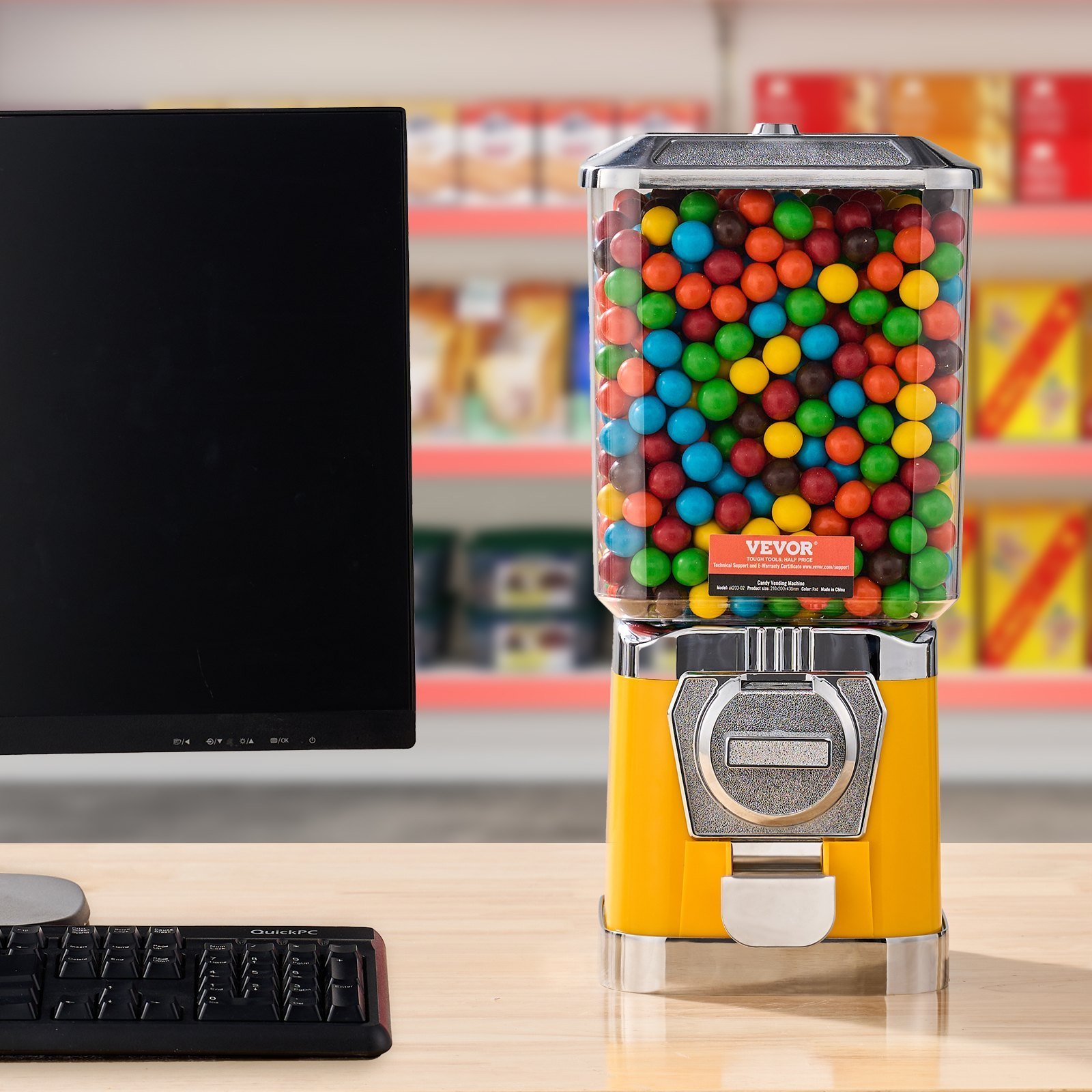 17' H Gumball Machine Vending Coin Bank Vintage Candy Dispenser PC Yellow - Image 6