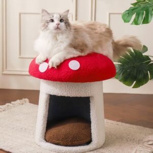 Extra Large Red Umbrella Mushroom Cat Bed, Scratch-resistant And Wear-resistant, Removable And Washable, Universal Pet Seat Bed For All Seasons, Pet Cat Bed, High-looking Mushroom Cat House
