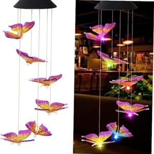 1PC Solar Butterfly Wind Chimes Light, Outdoor Purple Butterfly Wind Chimes, Decorative Color Chang
