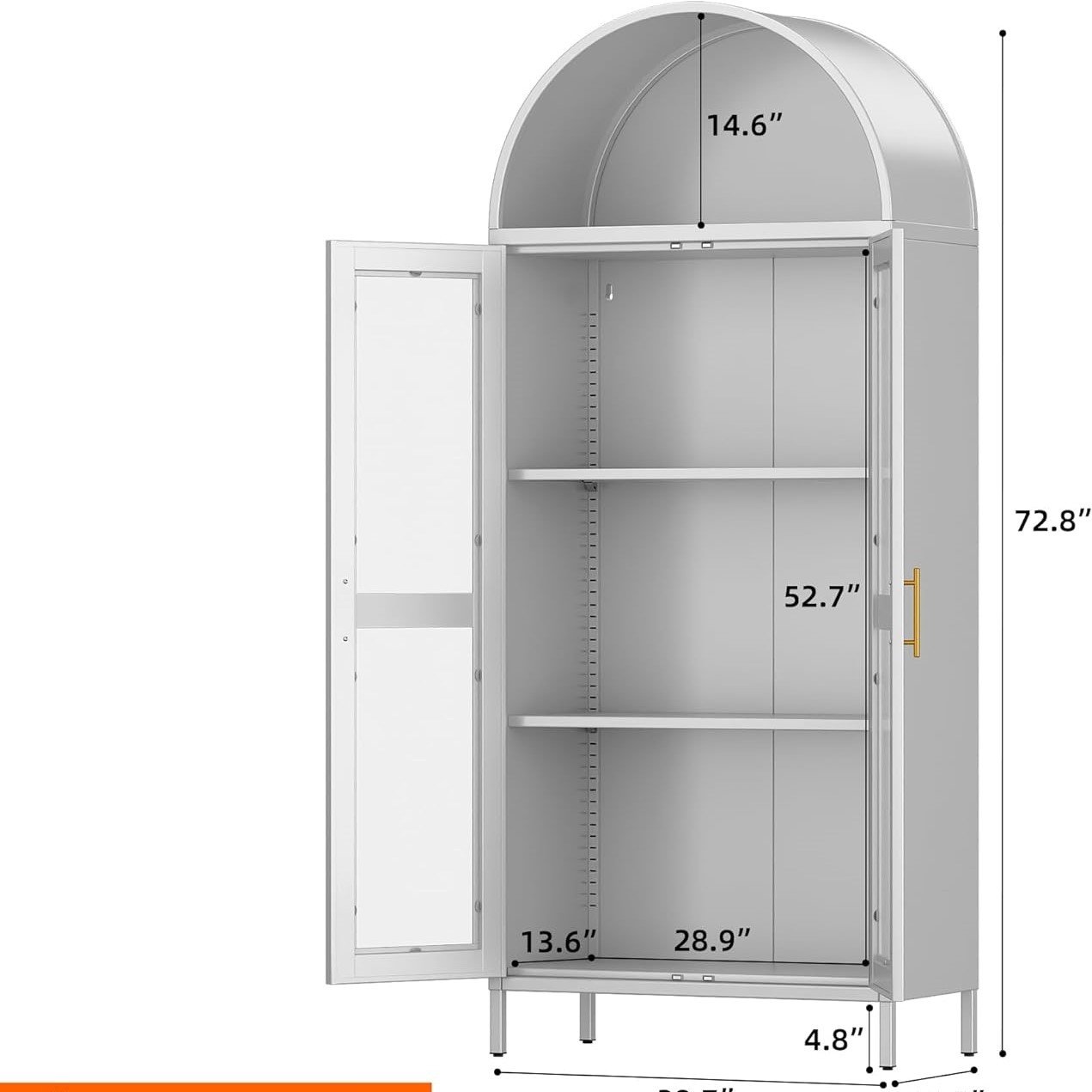 Metal Arched Household Storage Cabinet In Black And White Color - Image 2