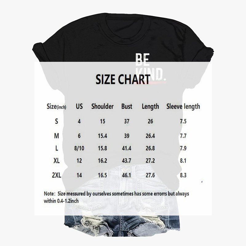 Women's Letter Print Round Neck Tee - Double-Sided Graphic Casual Summer T-Shirt - Image 4