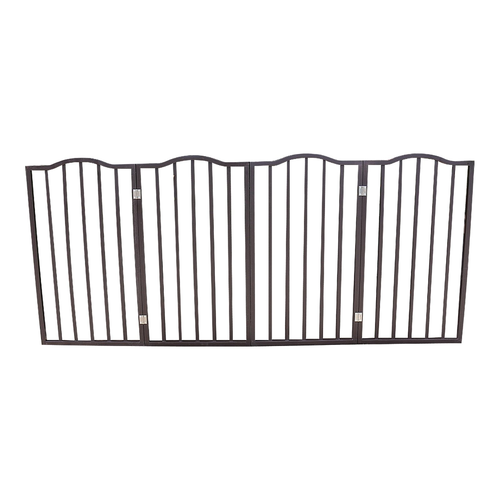 Dog Gate For Doorways, Stairs - Freestanding, Folding, Brown, Arc Wooden - Image 4