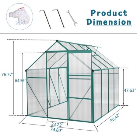 Green-6 X 8 FT Outdoor Patio Greenhouse - Image 3