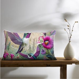 2 Pcs Of Tropical Hummingbird Art Bedroom Satin Printed Soft And Skin Friendly Pillowcase Suitable For All Seasons