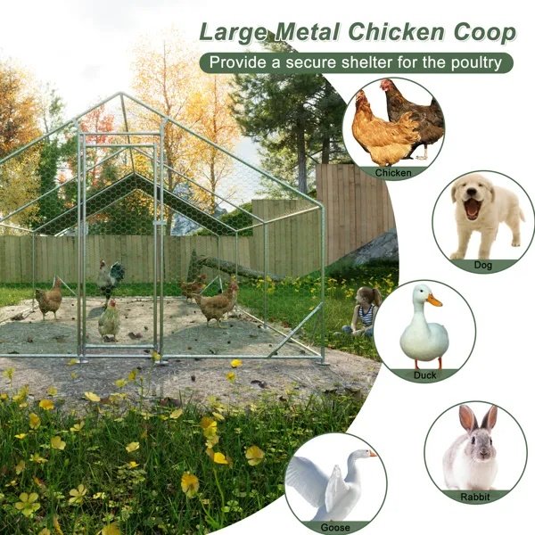 Large Metal Chicken Coop, Walk-in Chicken Run,Galvanized Wire Poultry Chicken Hen Pen Cage, Rabbits Duck Cages With Waterproof And Anti-Ultraviolet Cover For Outside 10 L X 20 W X 6.56 H - Image 3