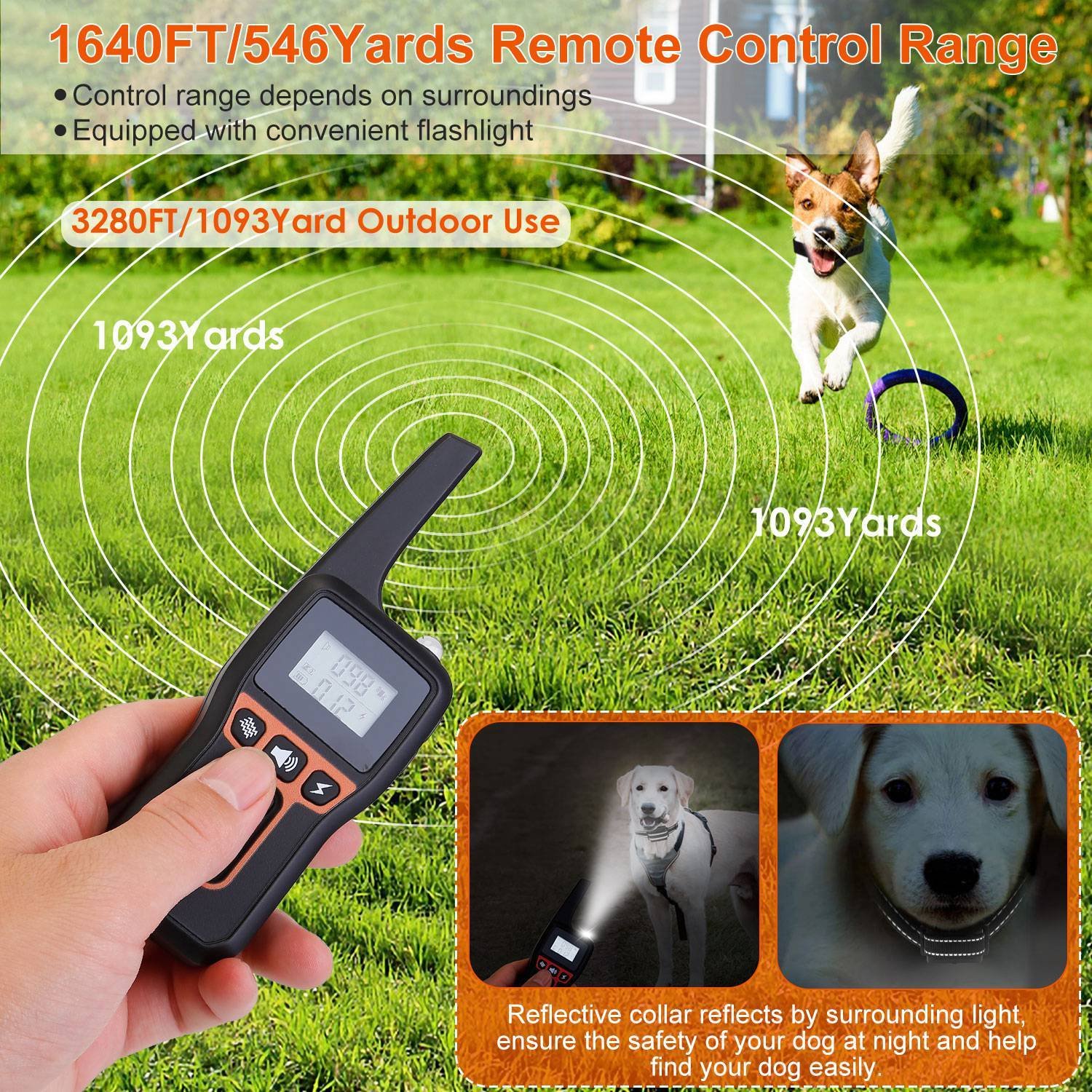 Train Collar OR Receiver Only Options - 3280FT Dog Training Collar IP67 Waterproof Pet Beep Vibration Electric Shock Collar 3 Channels Rechargeable Transmitter Receiver Trainer With Flashlight - Image 8