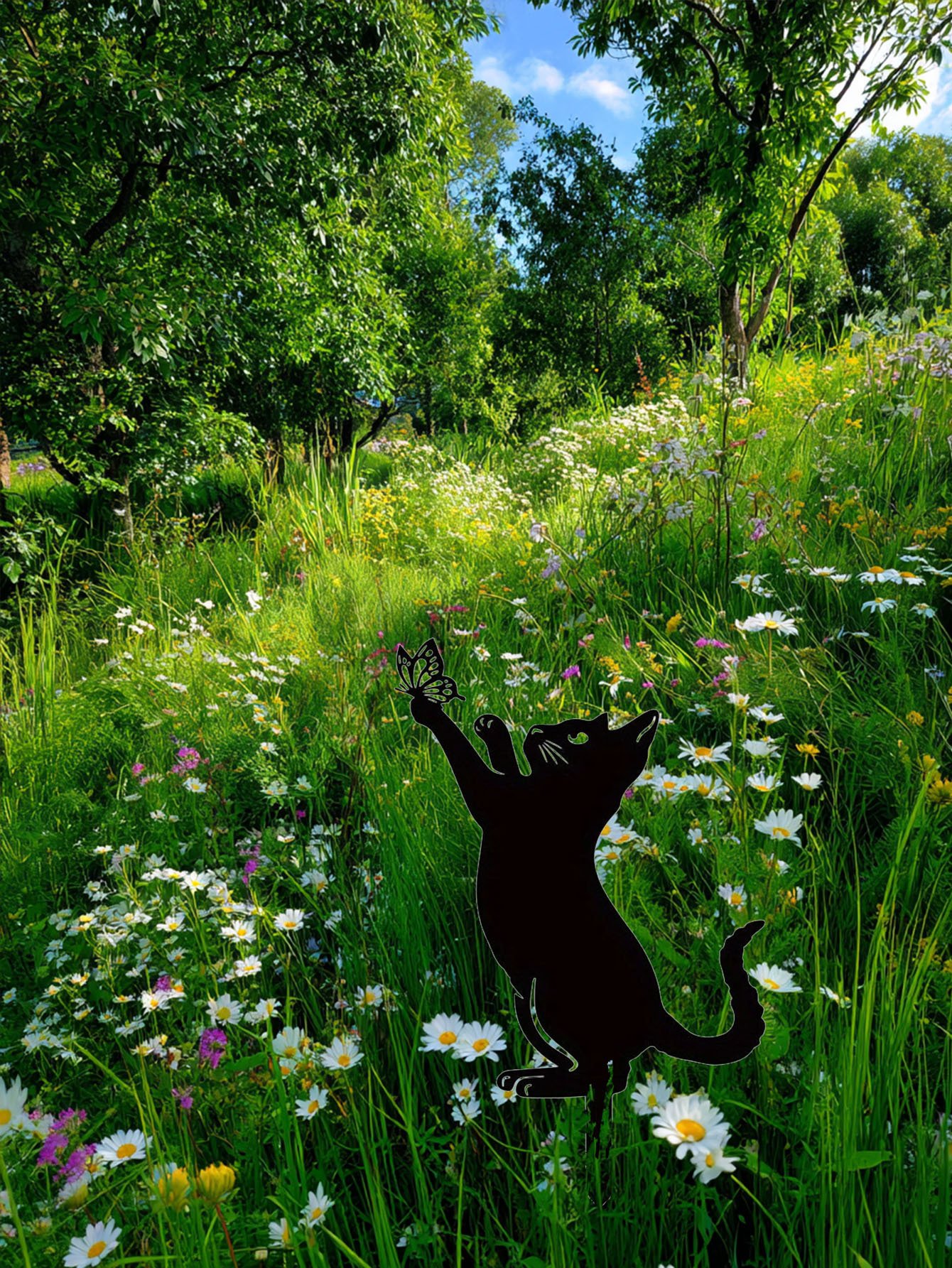 Cat Garden Stakes - Elegant Adorable Family Silhouette Statues, Perfect For Yard - Image 2