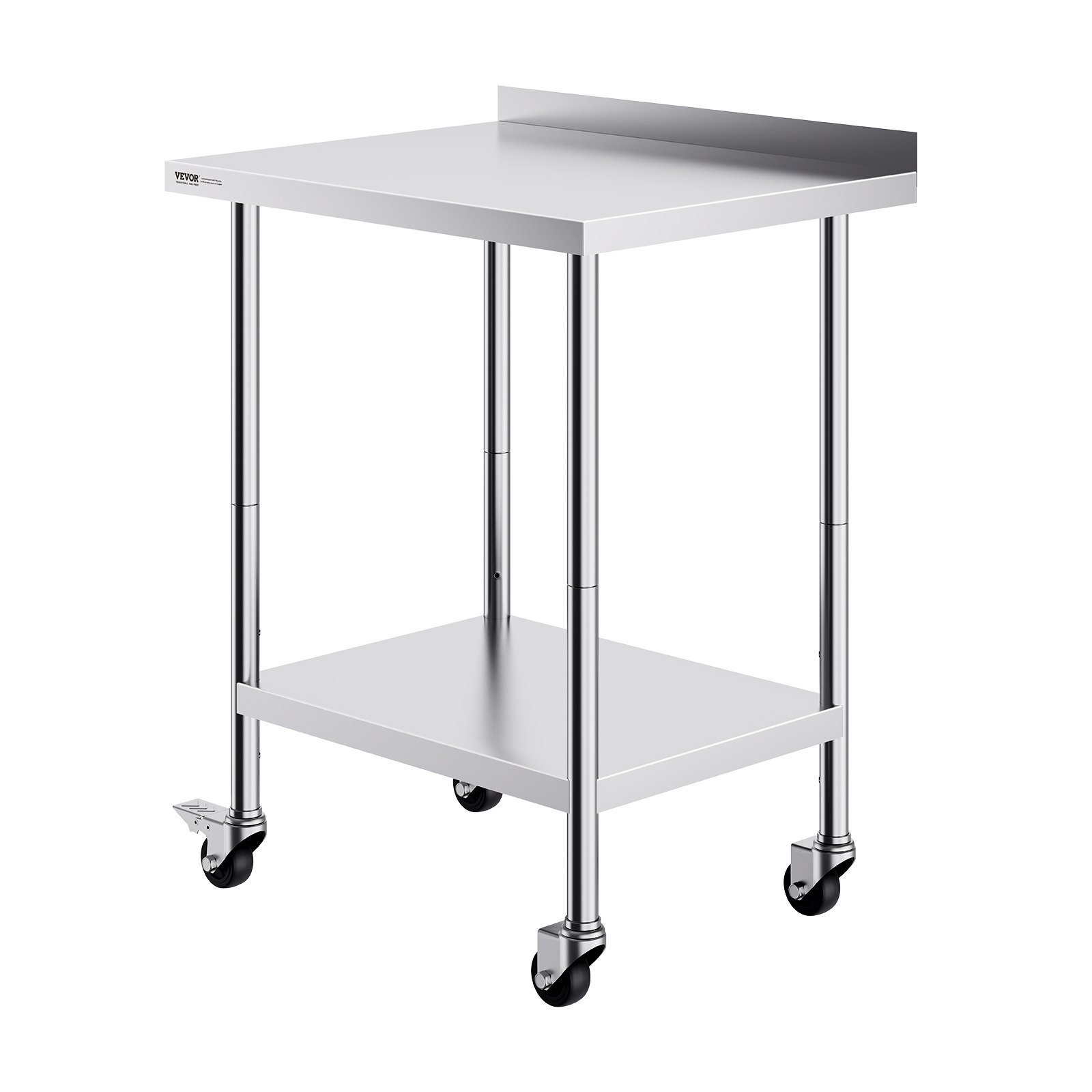 24 X 30 X 40 Inch Stainless Steel Work Table, Commercial Food Prep Worktable With Casters, Heavy Duty Prep Worktable, Metal Work Table With Adjustable Height For Restaurant, Home And Hotel