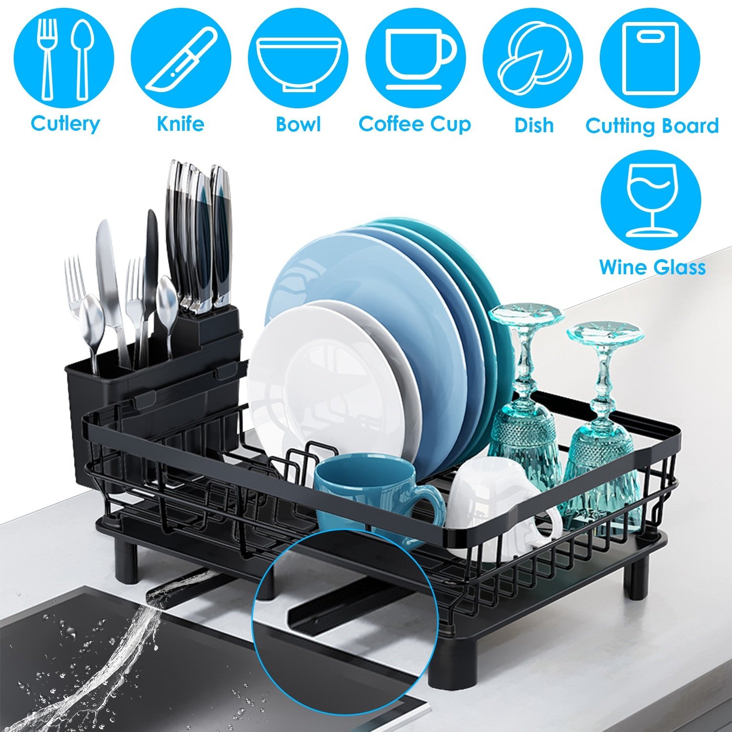 1Pc Dish Drying Rack Drain Board Utensil Holder Organizer Drainer Tableware Organizer Kitchen Countertop Storage Shelf