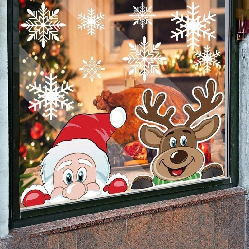 4 Sheets Of Christmas Window Clings For Glass,Santa Claus, Snowflake Wall Stickers, Static Clings, Xmas Window Decorations, Ornaments For New Year, Christmas Holiday Party Room Decorations - Image 3