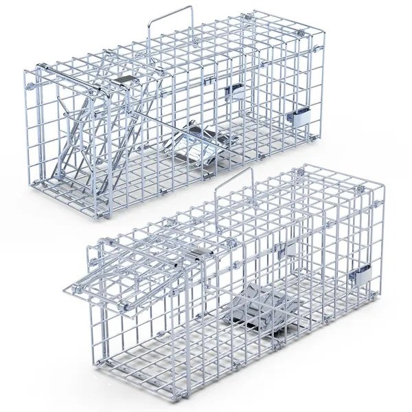 2Pcs Foldable Rat Trap Cage Humane Live Rodent Trap Cage Galvanized - Image 6