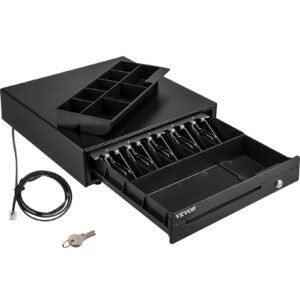 Cash Register Drawer, 16" 12 V, For POS System With 5 Bill 8 Coin Cash Tray, Removable Coin Compartment & 2 Keys Included, RJ11/RJ12 Cable For Supermarket, Bar, Coffee Shop, Restaurant