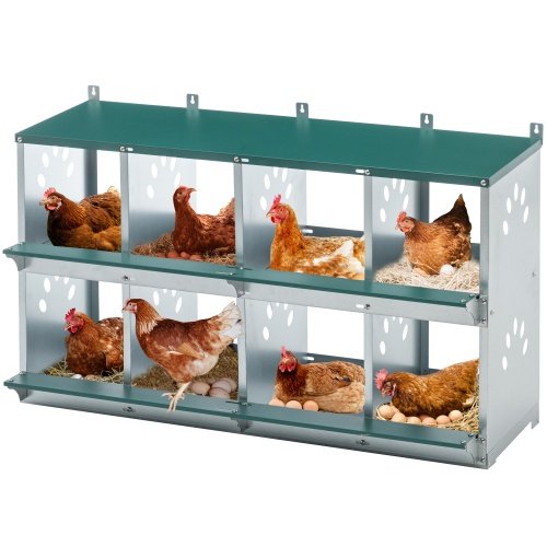 8 Compartment Chicken Nesting Boxes,For Laying Eggs, Metal Poultry Nest Box Wall Mount For Chickens, Hens, Large Vented Holes Chicken Coop Box - Image 2