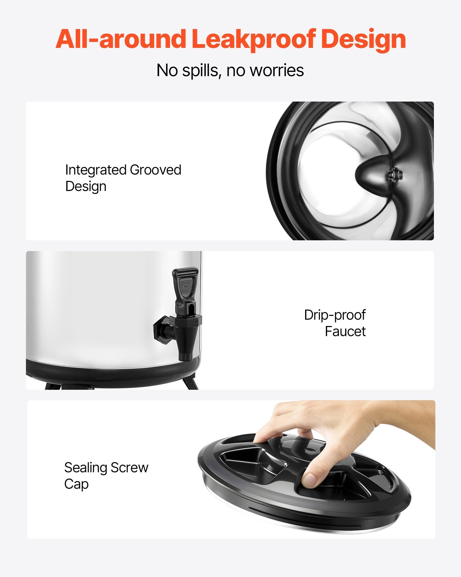 Insulated Beverage Dispenser For Hot & Cold Drinks 3.2 Gal Stainless Steel - Image 5