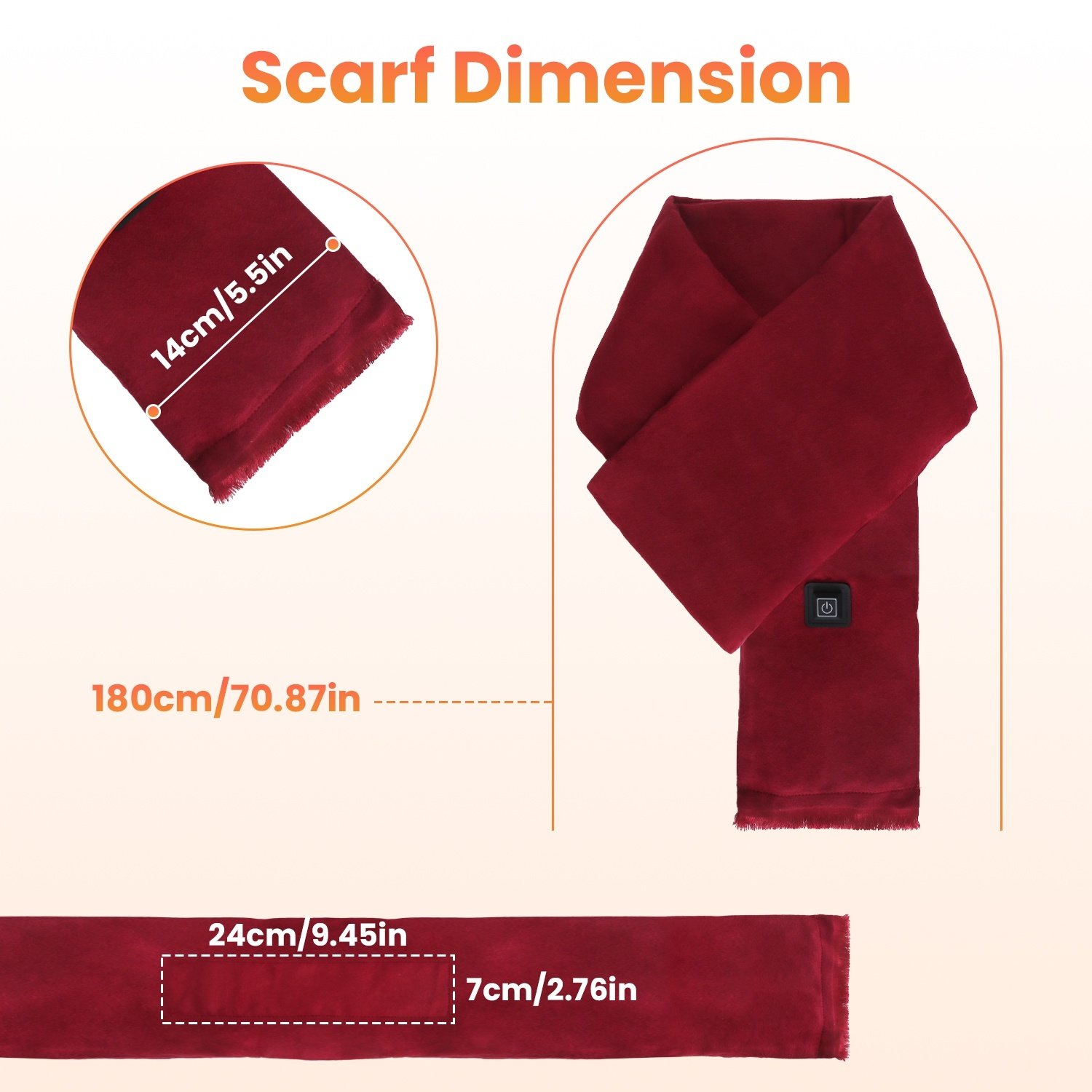 1Pc Electric Heated Winter Scarf USB Heating Neck Wrap Unisex Heated Neck Shawl Soft Warm Scarves With 3 Heating Modes For Outdoor Cycling Skiing Skating Winter Activities - Image 6
