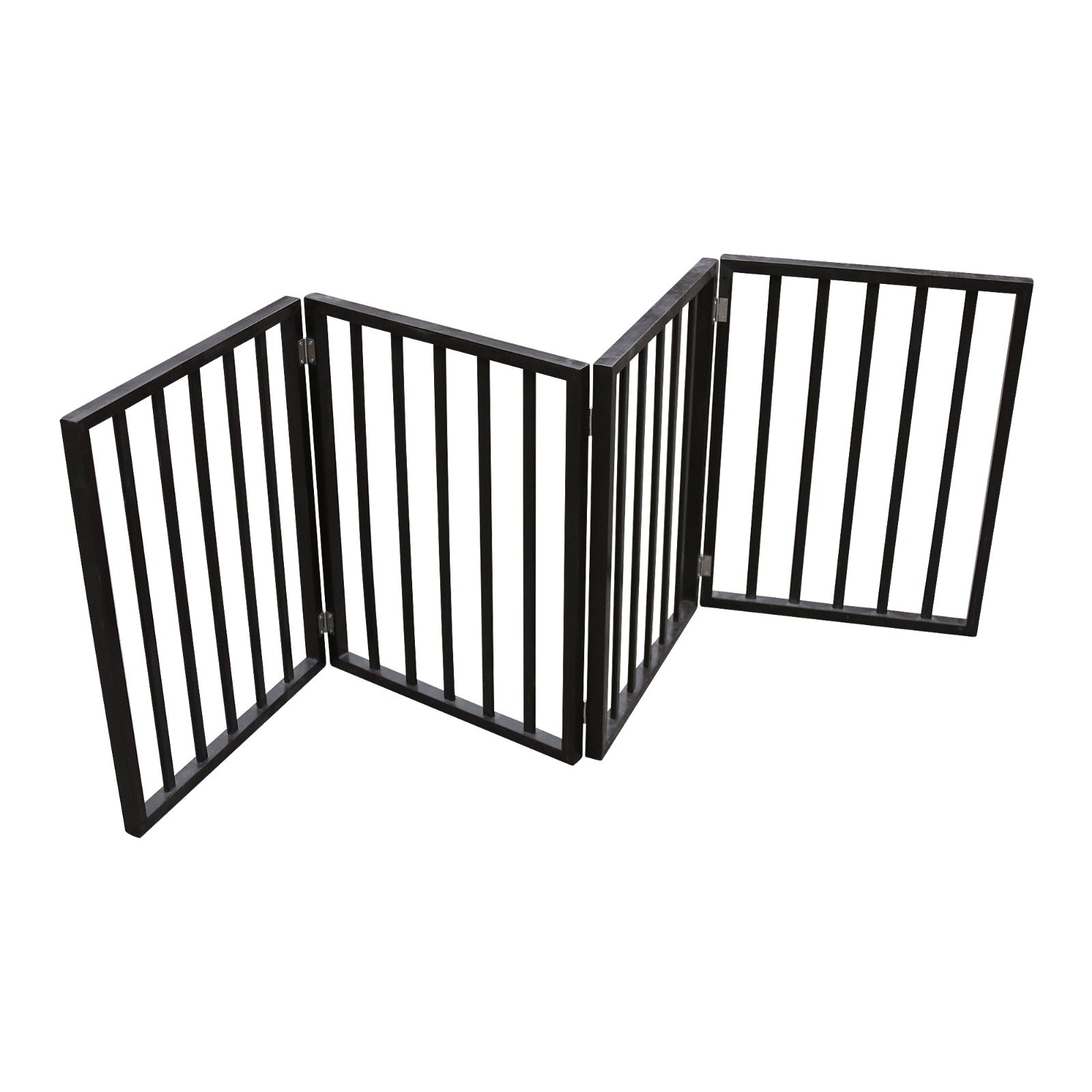 Wooden Pet Gate - Freestanding, Folding For Doorways, Stairs, House, Brown Arc - Image 6