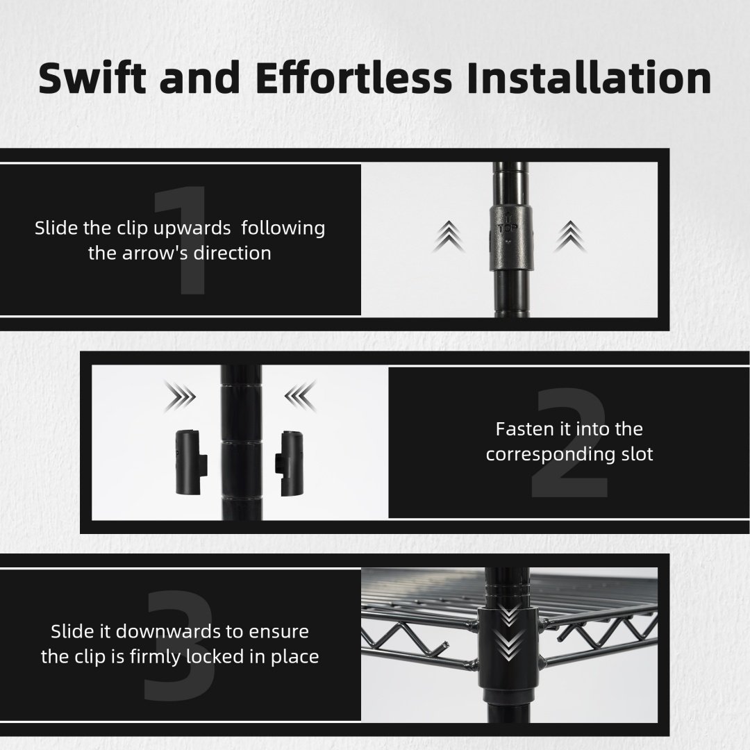 --Only Self Pickup--5-Tier Storage Rack, Adjustable Wire Shelving Unit With Leveling Feet, Heavy Duty Storage Rack, Black - Image 2