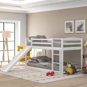 Twin Bunk Bed With Convertible Slide & Ladder, White