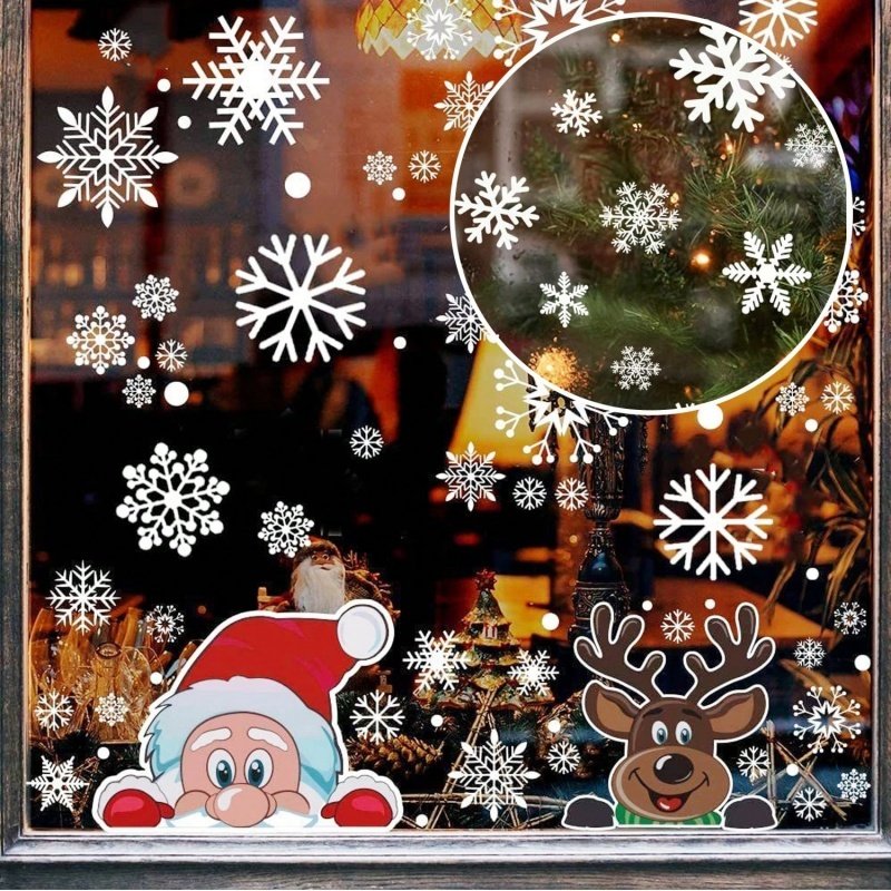 4 Sheets Of Christmas Window Clings For Glass,Santa Claus, Snowflake Wall Stickers, Static Clings, Xmas Window Decorations, Ornaments For New Year, Christmas Holiday Party Room Decorations - Image 8