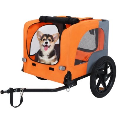 Utdoor Heavy Duty Collapsible Pet Bike Trailer With 16-Inch All Terrain Wheels & Universal Hitch Foldable Dog Cargo Carrier Cart For Bicycles - Image 4