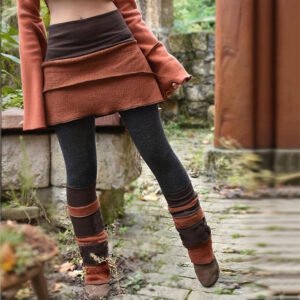 Women's Color Block Asymmetrical Skort With Contrast Panels - Comfortable Fashion Leggings For Spring&Fall