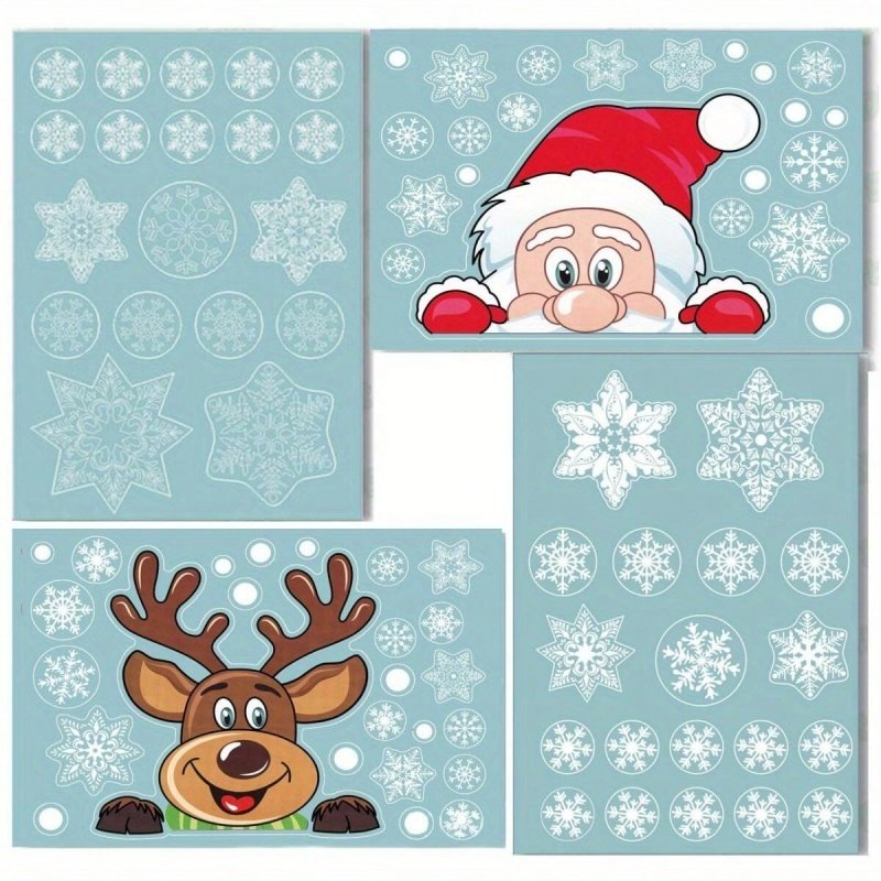 4 Sheets Of Christmas Window Clings For Glass,Santa Claus, Snowflake Wall Stickers, Static Clings, Xmas Window Decorations, Ornaments For New Year, Christmas Holiday Party Room Decorations - Image 7